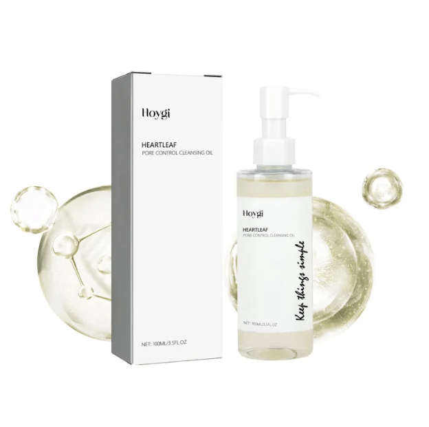 Pore Firm Cleansing Oil bottle with box and water droplets